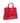 PRISCILLA - Croc-embossed Calfskin Leather Black Top Handle Bag- Red
